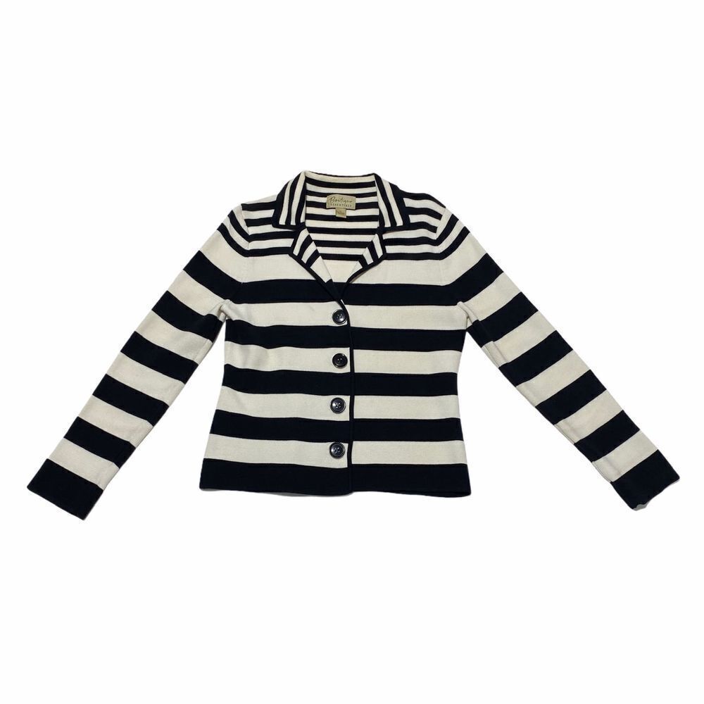 BOUTIQUE Essentials Striped Button Down Jacket M - image 5